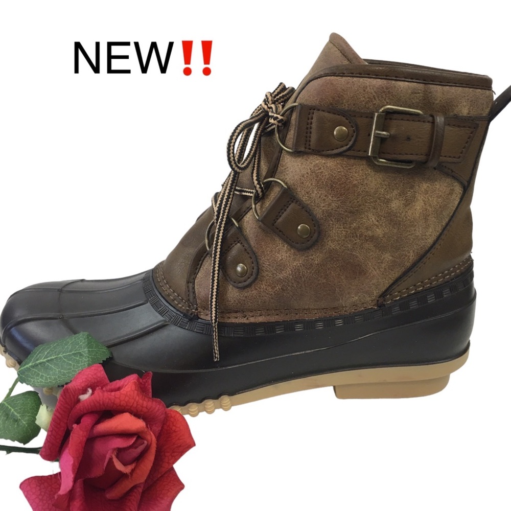 Maurices Western Y2K  Duck Boots Sz 11 sherpa & plaid lining Side buckle NWOT